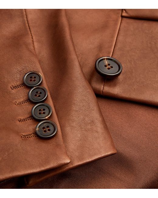 Max Mara Brown Leather Collared Jacket