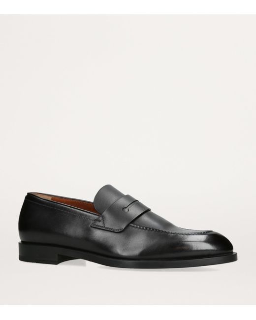Zegna Black Leather L'Asola Loafers