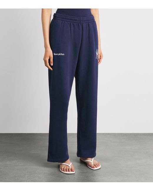 Sporty & Rich Blue X The New York Yankees Embellished Sweatpants