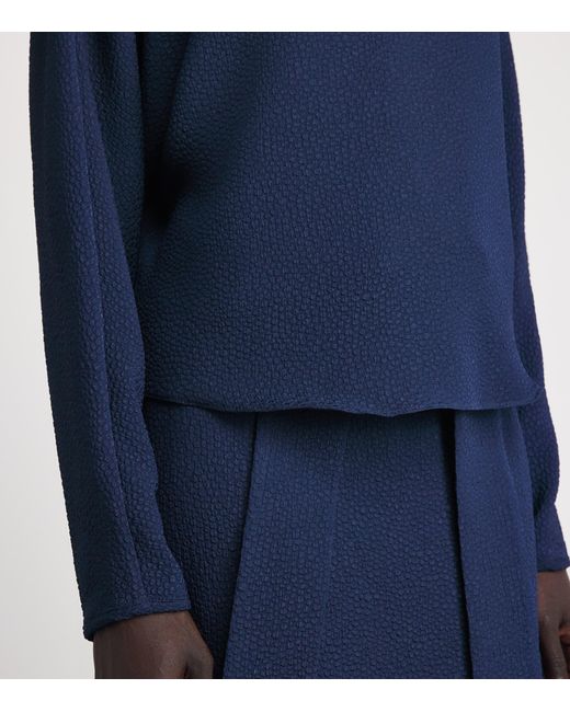 Edeline Lee Blue Jacquard Long-Sleeve Top