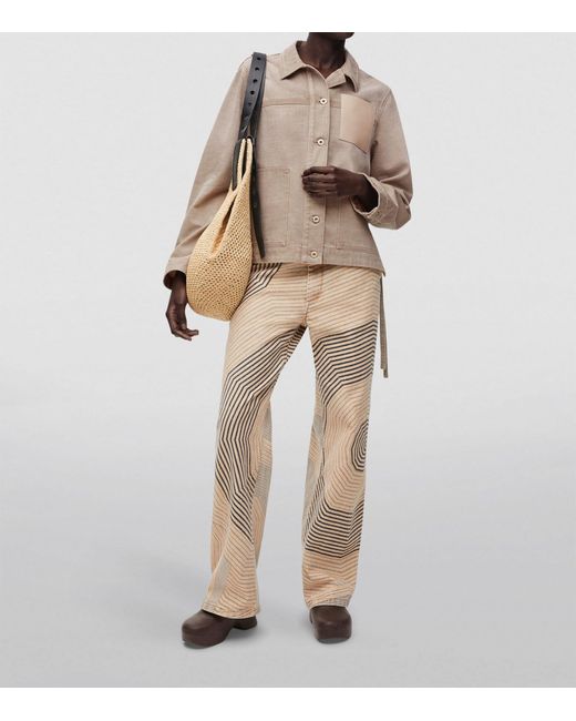 Loewe Natural X Paula's Ibiza Anagram-patch Asymmetric-front Relaxed-fit Denim Workwear Jacket