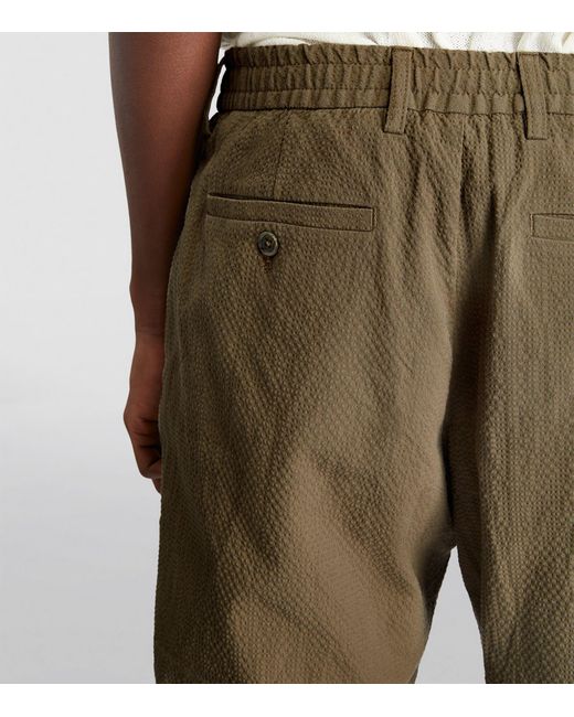 NN07 Green Stretch-cotton Seersucker Trousers for men