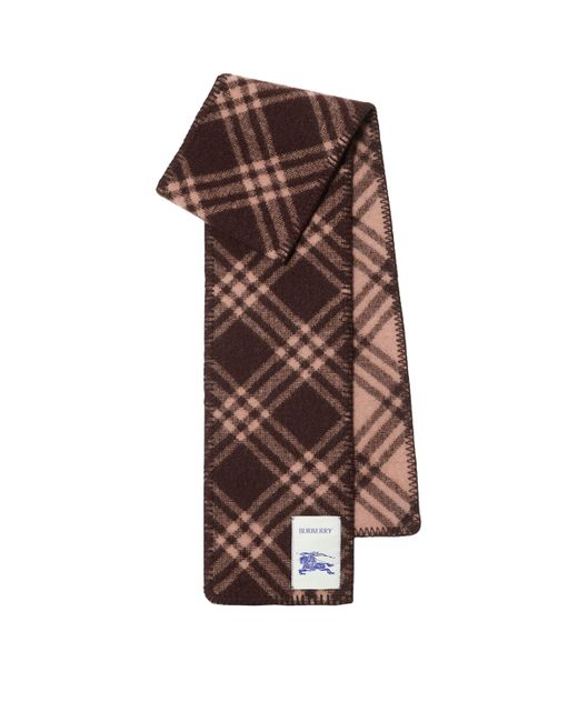 Burberry Brown Wool Check Scarf