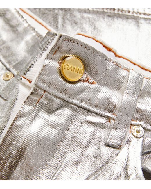Ganni Gray Foil-coated Jeans