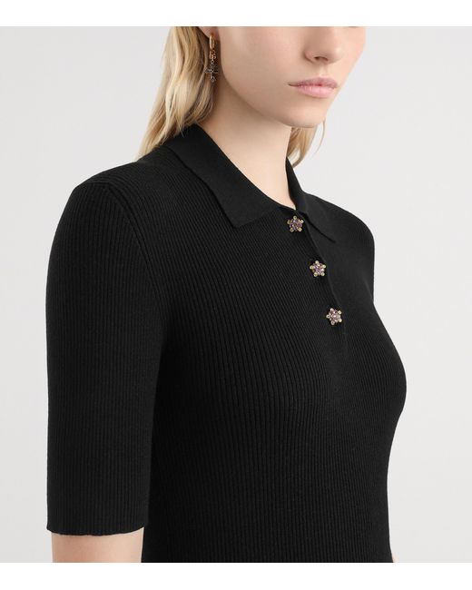 Dolce & Gabbana Black Slim-Fit Polo Sweater