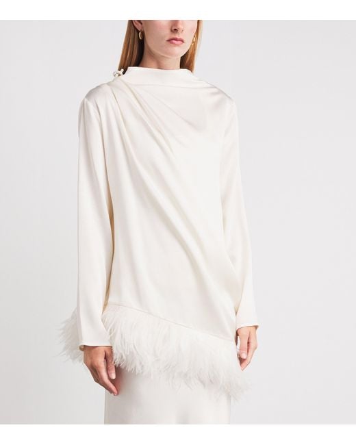 Fabiana Filippi White Feather-Trim Enver Top