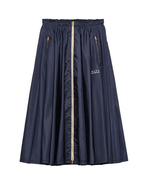 Prada Blue Re-Nylon Pleated Midi Skirt