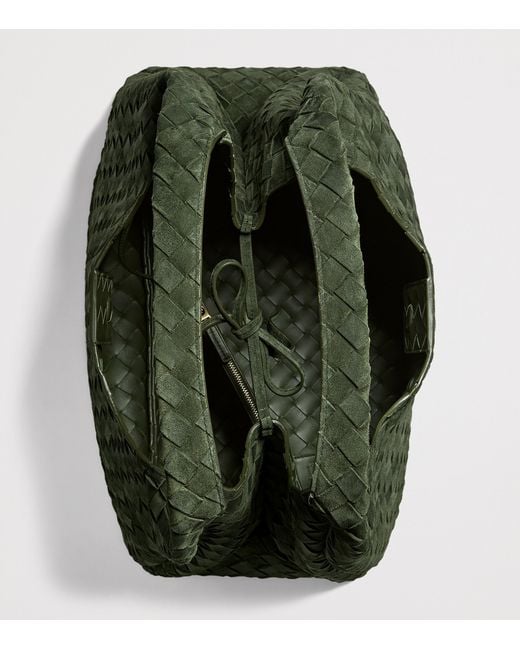 Bottega Veneta Green Large Suede Campana Shoulder Bag