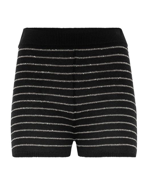 Brunello Cucinelli Black Cotton-knit Striped Shorts
