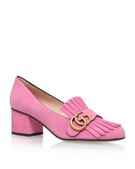 Gucci Marmont Fringed Court Shoes in Pink Lyst