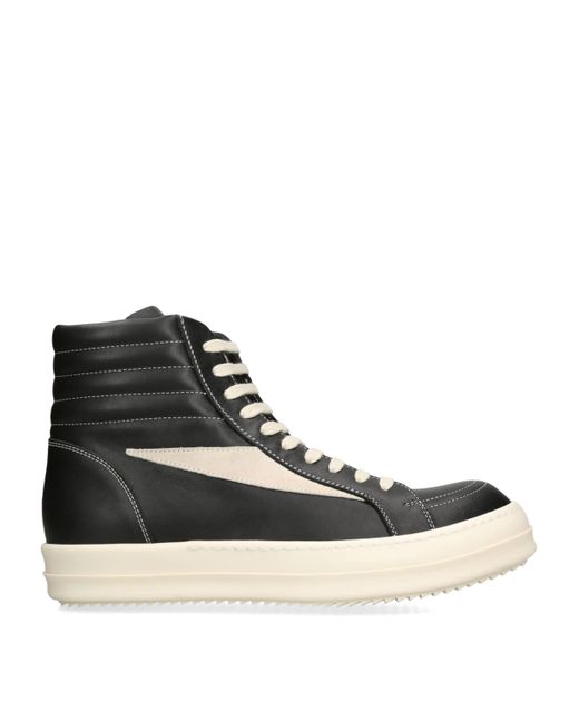 Rick Owens Black Leather Vintage High-Top Sneakers for men