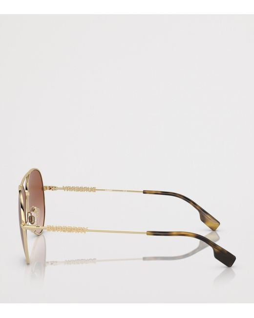 Burberry Brown Metal Pilot Sunglasses