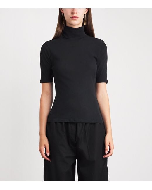 Camilla & Marc Black Cotton Dakota Funnel-Neck Top