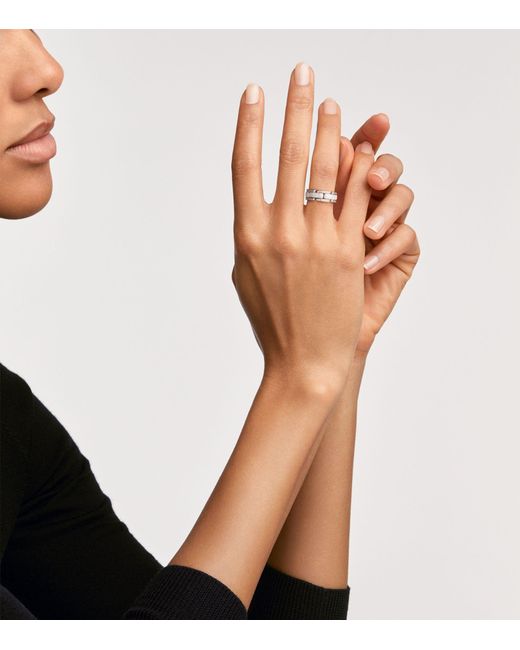 Chanel Metallic Medium White Gold, Diamond And Ceramic Flexible Ultra Ring