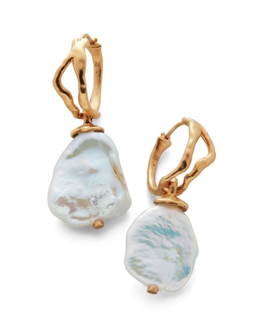 Monica Vinader Metallic X Mother Of Pearl Large Vermeil And Keshi Pearl Drop Earrings