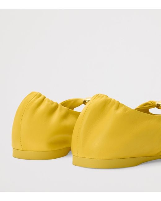 Loewe Yellow Lambskin Pebble Soft Ballet Flats