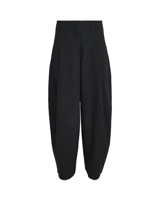 ME+EM Black Pleated Barrel Trousers