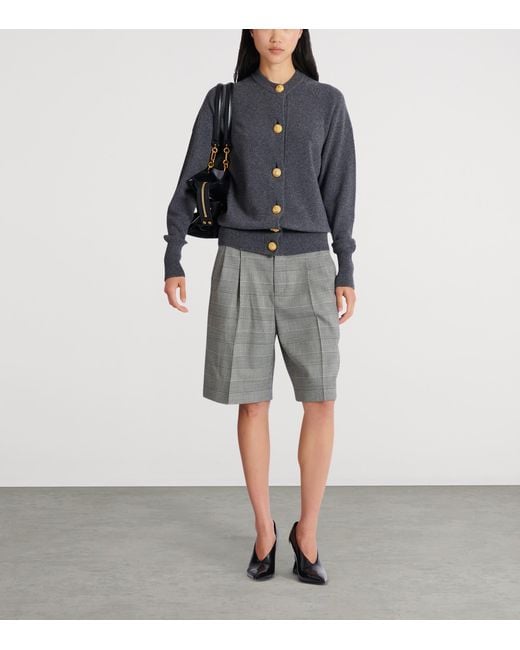 Balmain Blue Cashmere-Virgin Wool Cardigan