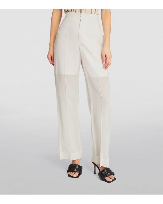 Victoria Beckham White Straight Tailored Trousers