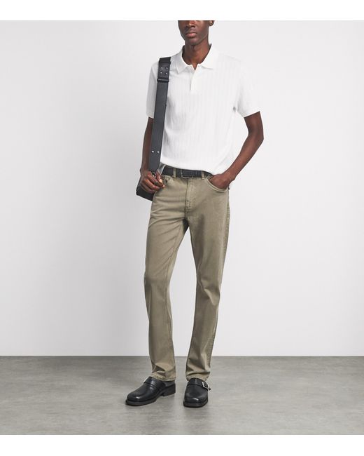 Vince White Pima Cotton Knit Polo Shirt for men