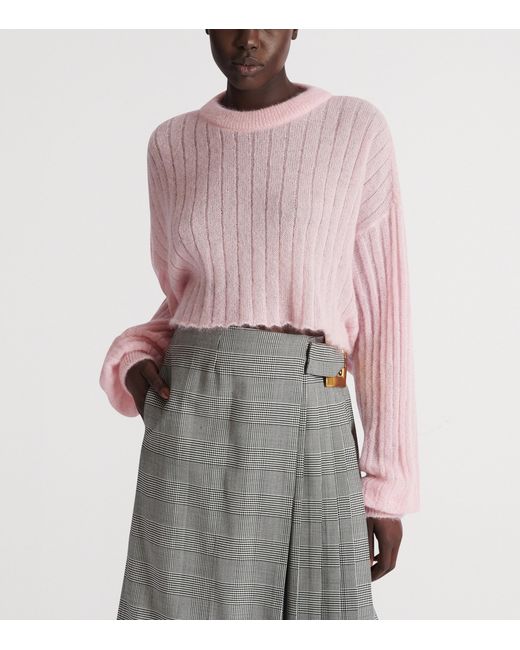Balmain Pink Mohair-Silk Cropped Sweater