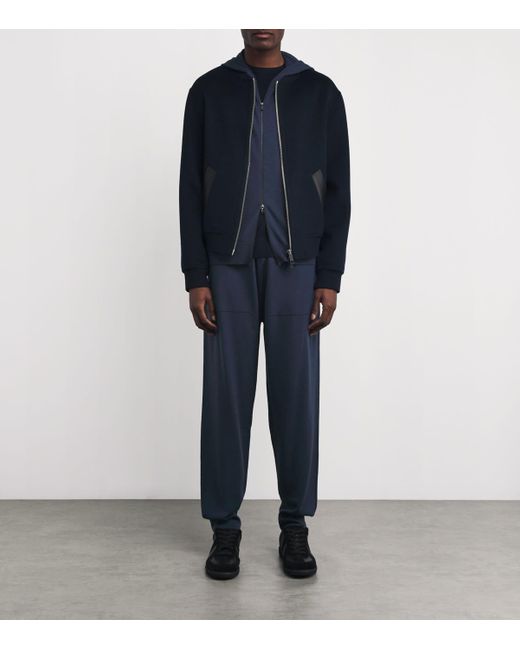 John Smedley Blue Merino Wool Drawstring Sweatpants for men