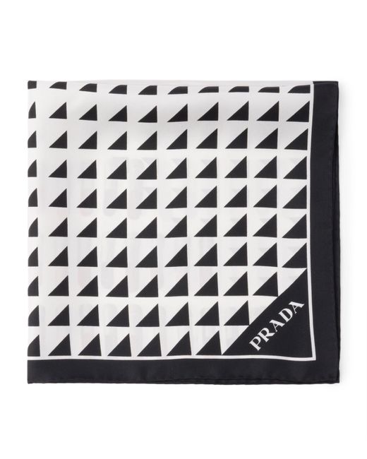 Prada Black Silk Lipstick Triangle Scarf
