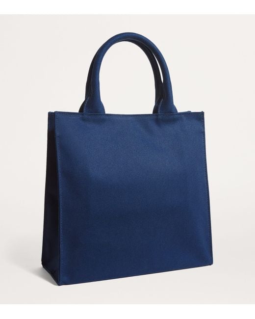 Harrods Blue Small Cotton Logo Tote Bag