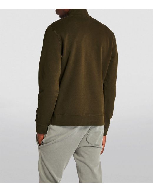Sunspel Green Loopback Half-zip Sweatshirt for men