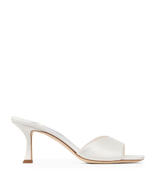 Jimmy Choo White Skye 70 Satin Mules