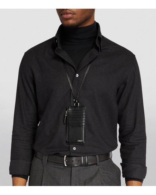 Brioni Black Leather Card Holder for men