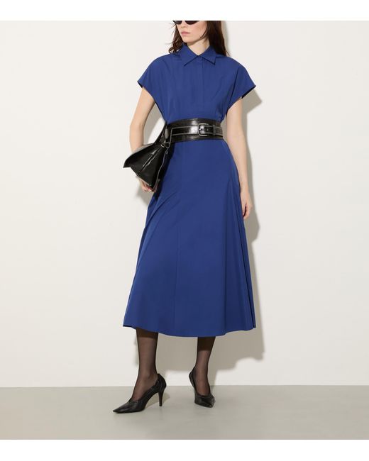 MAX&Co. Blue Cotton Shirt Midi Dress