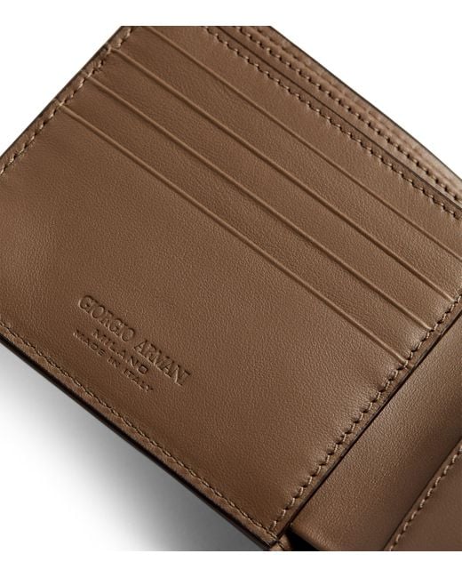 Giorgio Armani Brown Leather Wave-Embossed Bifold Wallet for men