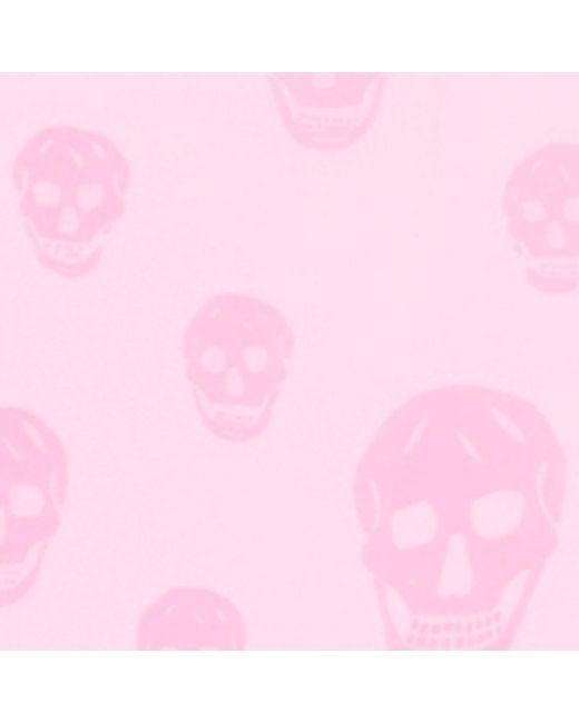 McQueen Pink Silk Skull Scarf