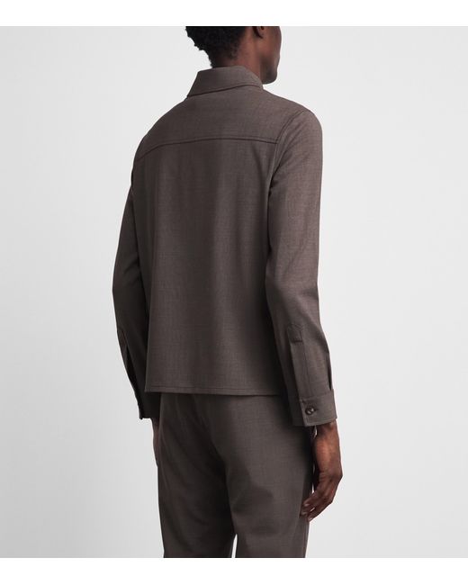 Marco Pescarolo Gray Stretch-Wool Avi Shacket for men