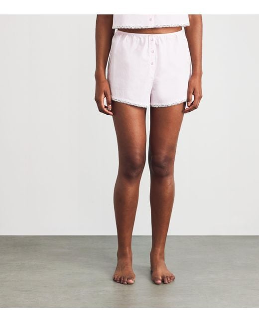 Skims Pink Cotton Poplin Sleep Shorts