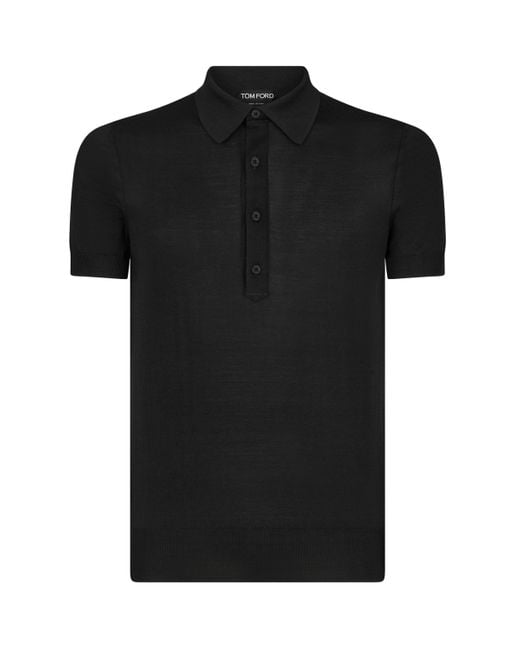 Tom Ford Black Silk-Blend Polo Shirt for men