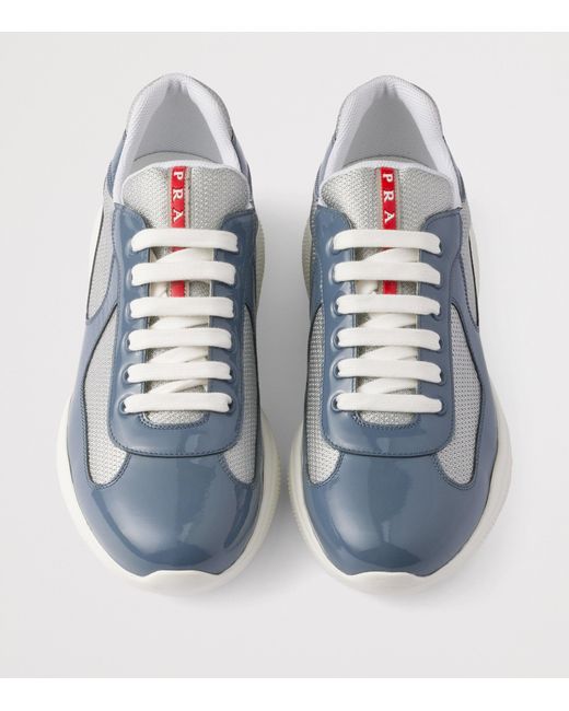 Prada Blue Patent Leather-Blend America's Cup Sneakers for men