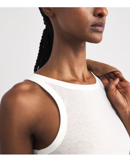 Skims White Semi-Sheer Ribbed Tank Top