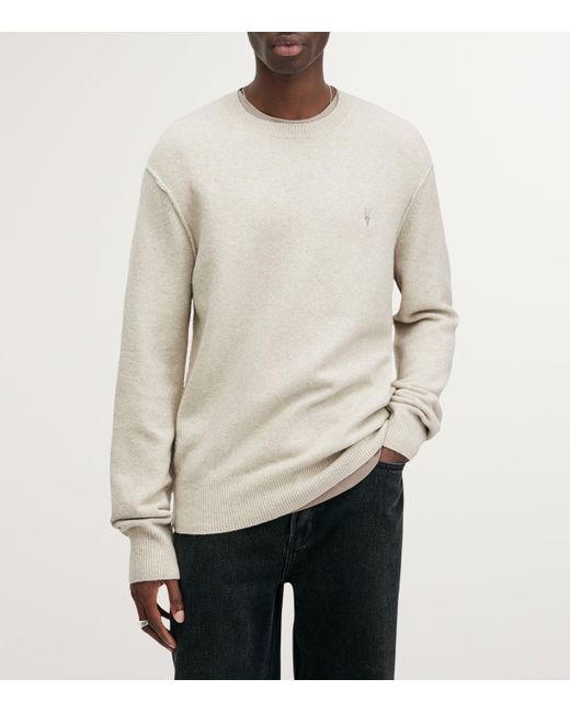 AllSaints White Crew-Neck Statten Sweater for men