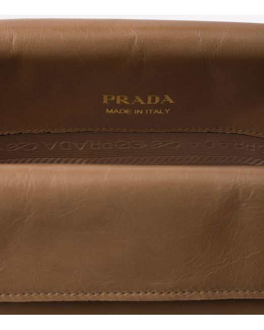 Prada Brown Medium Leather Flap Shoulder Bag