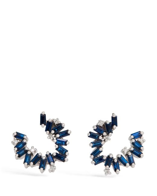 Suzanne Kalan Blue Diamond And Sapphire Bold Burst Spiral Earrings