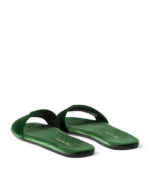 Prada Green Velvet Slides