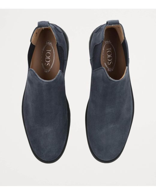 Tod's Blue Suede Chelsea Boots for men