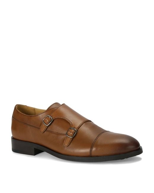 Kurt Geiger Brown Leather Hunter Monk Buckle Shoes for men
