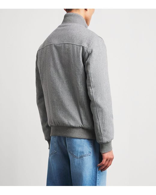 Pal Zileri Gray Wool-Blend Padded Bomber Jacket for men