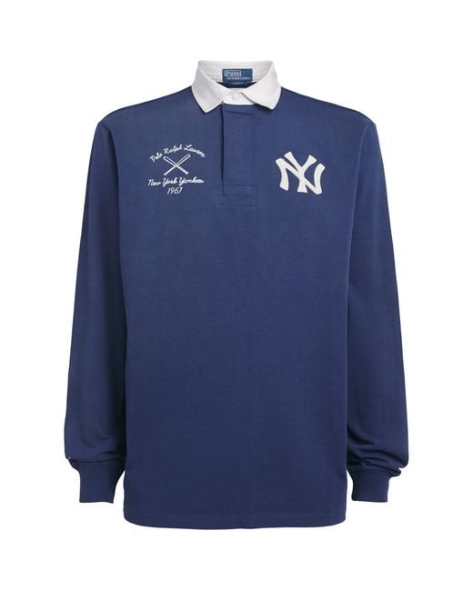 Polo Ralph Lauren Blue X Yankees Cotton Rugby Polo Shirt for men