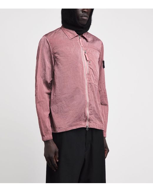 Stone Island Pink Nylon Double-Dyed Overshirt for men