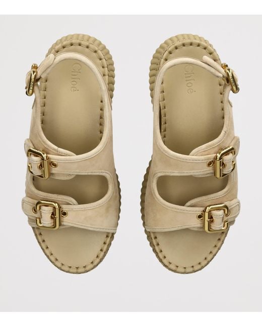 Chloé Natural Suede Nama Platform Sandals 60
