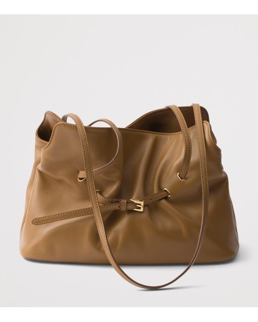 Prada Brown Small Nappa Leather Dada Shoulder Bag